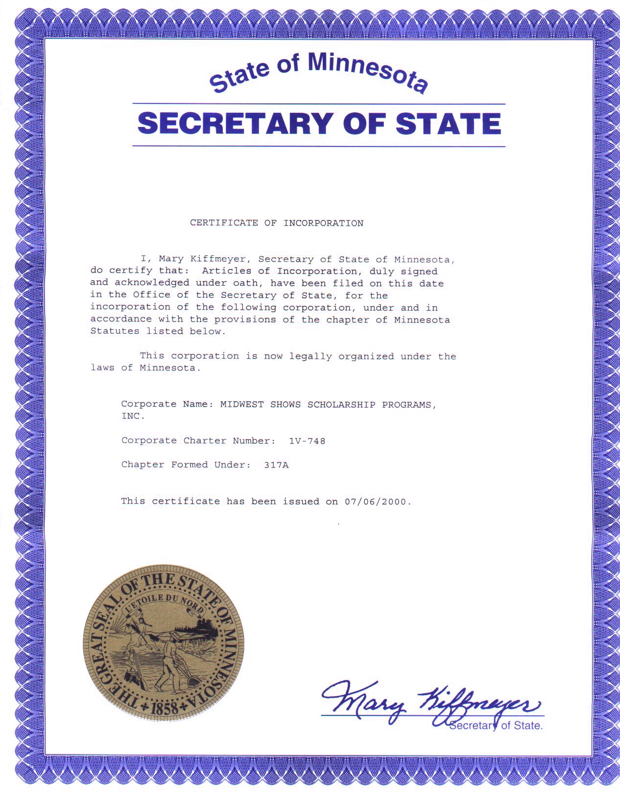 Certificate Of Incorporation Oklahoma